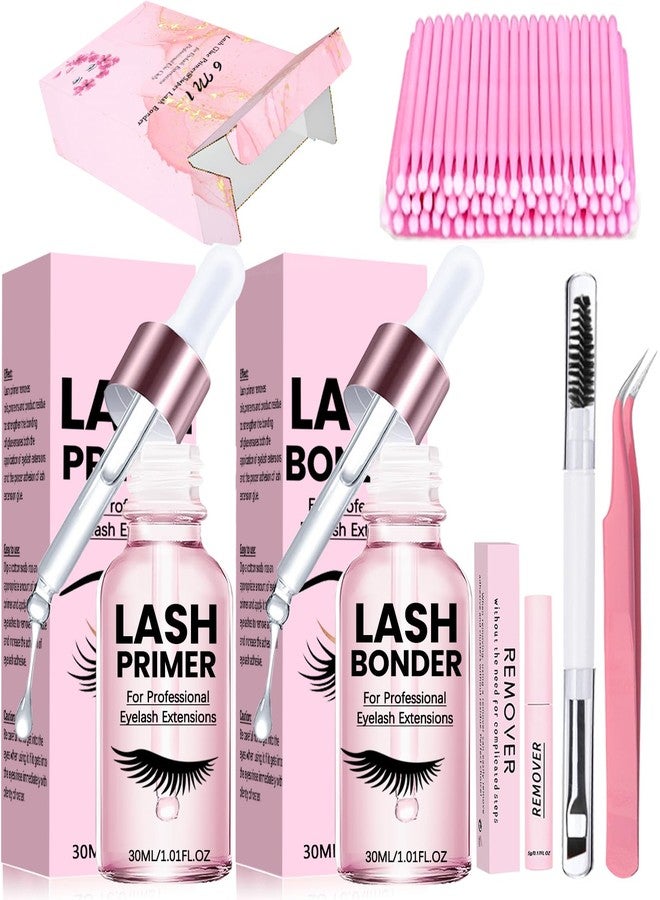 QUKLOGEN Lash Glue Primer Super Lash Bonder for Eyelash Extensions Kit Instant Cure Adhesive Companion Lash Glue Remover 6IN1 Professional Use Only Lash Extension Supplies with Tweezers Applicator - Image 1